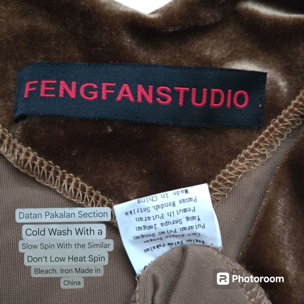 FENGFANSTUDIO BROWN VELVET OVERSIZED TOP - Picture 7 of 7
